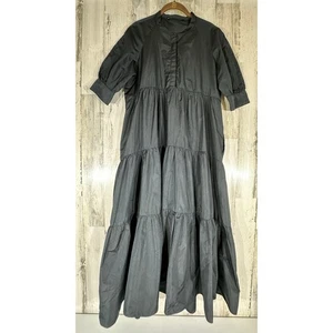 Zara Maxikleid Größe Medium Schwarz Taft gestuftes Maxikleid Boho Witchy Goth - Bild 1 von 9