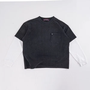 HIGH LEVEL HL Double Layer Stonewashed T-Shirt mit Kontrast Langarm - Bild 1 von 10