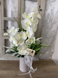 Gesteck mit künstlichen Orchideen Seidenblumengesteck Tischgesteck - Bild 1 von 6