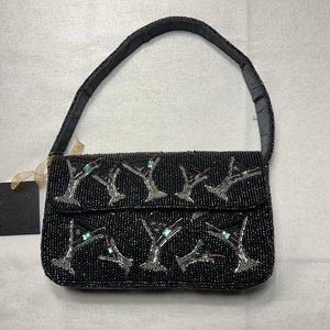 NUEVO NUEVO CON ETIQUETAS Bolso Martini Viral Cuentas Estampado Doble Cara Hecho en India Cóctel Oliva - Imagen 1 de 9