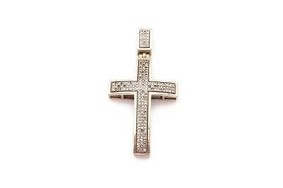 Подвеска в виде креста из стерлингового серебра 925 пробы с бриллиантами - Изображение 1 из 4