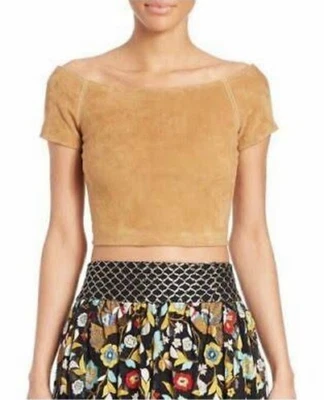 alice and olivia Gracelyn Top, 100% lamb leather, size 6 - Image 1 of 4