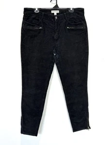 Country Road Womens Corduroy Denim Jeans 16 Black Mid Rise Ankle Zips Stretch - Picture 1 of 15