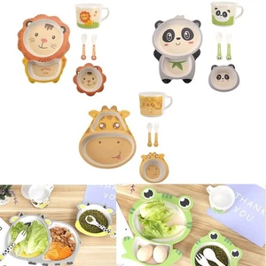 5pcs/set Natural Bamboo Fiber Baby Food Bowl Children Tableware Kids Use - Picture 1 of 16