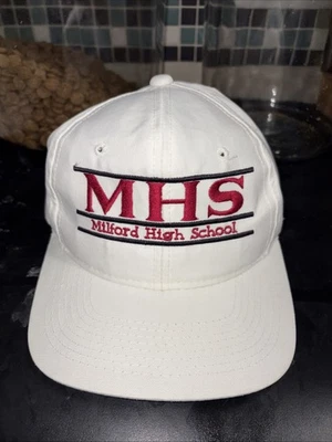 Milford High School MHS Logo White Baseball Cap ‘Game Hat’ - Image 1 of 4