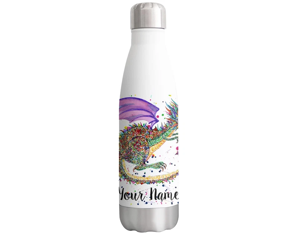 Dragon Personalised Custom Bottle with your Text/name Mythical lizard 500ml - Image 1 of 4