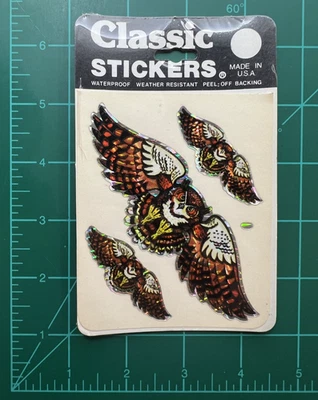 80's Owl Prismatic Classic Stickers Sheet by Decal Specialties Vintage USA Made - Image 1 of 2