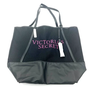 Victoria's Secret Tote Black Weekender Tote Getaway Mesh Bag Transparent - Picture 1 of 6