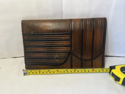 Cartera sin asas vintage Bosca Built 201 de cuero de tiro espejo gamuza magnética Foto 1 de 4