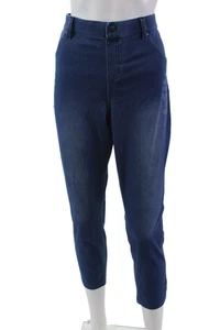 Hue Womens Elastic Waistband Knit Ankle Leggings Blue Cotton Size Large - Picture 1 of 5