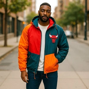 Sports Pro Chicago Bulls Herren Small Colorblock Puffy Hooded Jacket NBA Neu mit Etikett selten - Bild 1 von 15