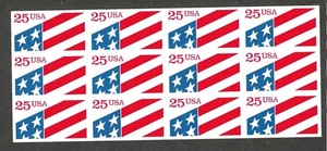 #2475a 25c FLAG ATM ISSUE PANE OF 12 UNFOLDED - Picture 1 of 1