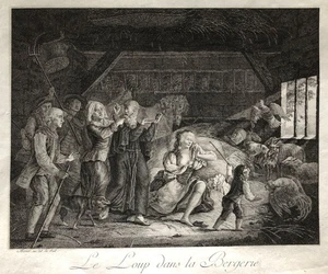 G. Texier (né en 1750) — Le Loup dans la bergerie — eau-forte sur papier vergé - Picture 1 of 9