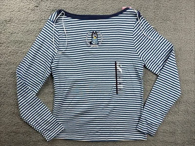 Camiseta azul para mujer talla XL a rayas manga larga gráfica Foto 1 de 4