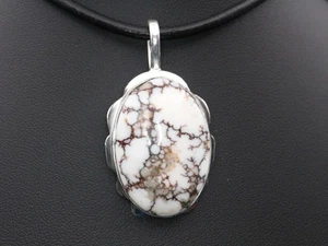 GJ69 GJA WILDPFERD JASPIS *OVAL* 44ct  TOLL SILBER-ANHÄNGER TOP +KETTE / LEDER! - Bild 1 von 6