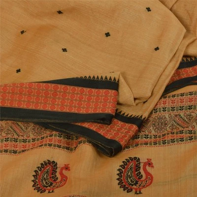 Sanskriti Sankriti Vintage Crema Saris Algodón Puro Tejido a Mano Premium Sar... - Imagen 1 de 4