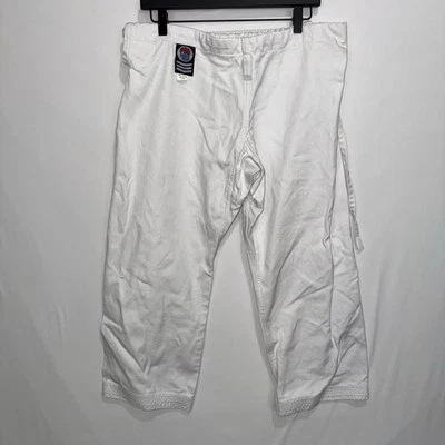 ProForce Gladiator 12 oz. 100% Cotton Karate Pants – White Traditional Waist #2 - Image 1 of 4