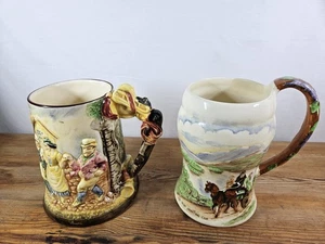 VINTAGE MUSICAL TANKARDS CROWN DEVON & FIELDINGS CERAMIC JUGS BOTH WORKING 17CM - Picture 1 of 24
