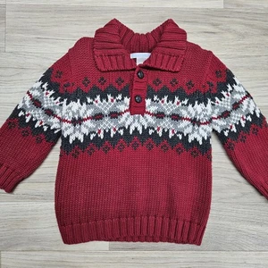Maglione rosso natalizio Janie & Jack bambino ragazzo Fair Isle taglia 12-18 mesi - Foto 1 di 6