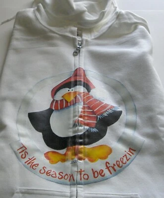Penguin "Tis the Season..." - Gildan (Blanco) Polar Cremallera Completa Sudadera con Capucha Sudadera Foto 1 de 3