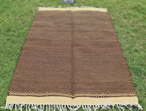 Vintage Hand Woven Wool Rug Turkish Kilim Dhurrie Oriental Area Rug Carpet 5x8