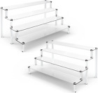 2 Pack 4 Tier Clear Acrylic Display Risers Stand Shelf ULENDIS Acrylic Stands