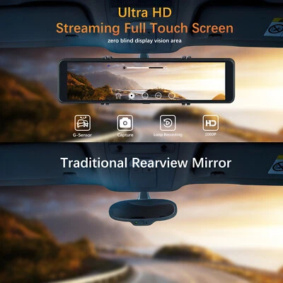 10" HD Rearview Mirror Dash Cam Car DVR Video Recorder w/Camera Loop Recordling - Image 1 of 4