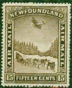 NEWFOUNDLAND -1931 - TRINEO PARA PERROS Y AVIÓN - en muy buen estado** - Imagen 1 de 1