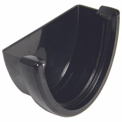 Floplast Guttering REH1BL 115mm Hi-Cap (Deepflow) - Ext Stopend - Black - Image 1 of 3