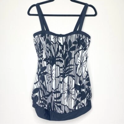 Nuevo con etiquetas Traje de baño Avenue The Tankini de dos piezas azul marino blanco tropical floral talla 14 Foto 1 de 4