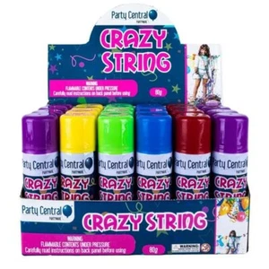 24x Crazy Party String 6 Assorted Colours Silly Spray Birthday Party Celebration - Picture 1 of 7