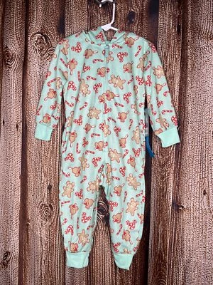 Disney Mickey Holiday Navidad Golosinas Mameluco Con Capucha Pijama Una Pieza Talla 2 Foto 1 de 4