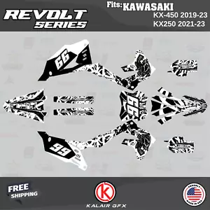 Kit Gráficos para KAWASAKI KX450 (2019-2023) Serie Revolt - Blanco - Imagen 1 de 6