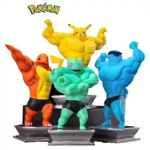 Pokemon Buff Action Figures Muscle Pikachu Charmander Squirtle Bulbasaur - Picture 1 of 10
