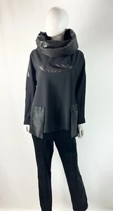 Caraclan Black Quilted Cowl Neck Lagenlook TUNIC. Compare @ $210. - Bild 1 von 7