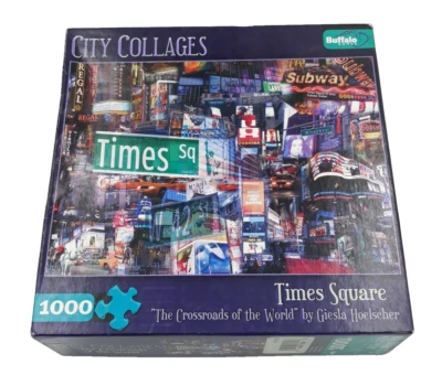 Buffalo Games Puzzle City Collages Times Square NY 1000 Piece With Poster Nice - Image 1 of 4