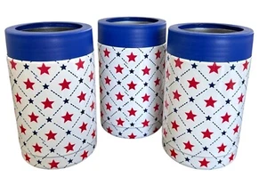 Juego de 3 botellas y latas aislantes de doble pared 5" porta bebidas enfriador 4 de julio - Imagen 1 de 3