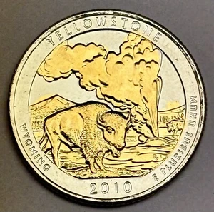 2010 Yellowstone Gold and Silver Plated NAT PARK Quarter United States Coin X250 - Picture 1 of 3