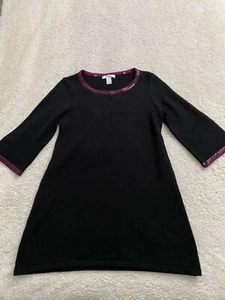 Style&co. Vestido suéter negro de lentejuelas de media manga para mujer talla pequeña PM - Imagen 1 de 7