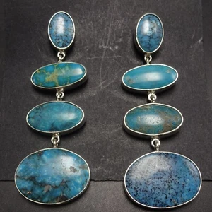 Encantadores PENDIENTES Perforados FEDERICO JIMENEZ Plata Esterlina TURQUESA - Imagen 1 de 18