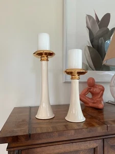 2 Signed JARU Candlesticks 1987, Regency, Post-Modern, Regency, Gold, Wedding - Picture 1 of 21