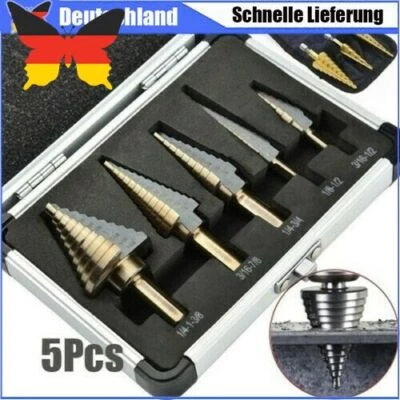 5 TLG SATZ STUFENBOHRER HSS TIN METALL FRÄSER SENKER KEGELBOHRER SCHÄLBOHRER SET