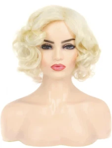 Baruisi Short Curly Blonde Wigs for Women Synthetic - Picture 1 of 9