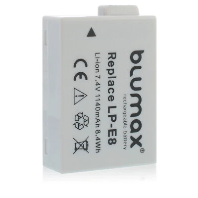 Batería Blumax adecuada para Canon Lp-E8 EOS 550D 650D 700D Rebel T3i 1140 mAh (7,2 V)