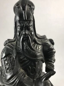 Estatuilla de madera tallada de dios guerrero chino de 10" - Imagen 1 de 12