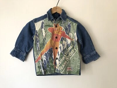 Camisa De Colección Años 90 Gap Niños Denim Fútbol Mariscal de Campo Gráfico Abotonada XXS Foto 1 de 4