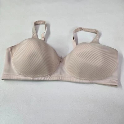 Vanity Fair Women Bra 40DD Beige Striped Radiant Collection T Shirt Wireless - Image 1 of 4