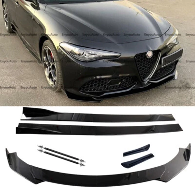 For Alfa Romeo Giulia Front Bumper Lip 86" Side Skirt Rear Bumper Lip Black Foto 1 de 4
