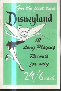 AUSTRALIAN MEMORABILIA ,DISNEYLAND 12" LP RECORDS ADVERTISING SHEET - Foto 1 di 1