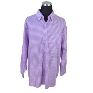 Oak Hill Premium Mens Shirt 19 34/35 Purple Blue Check Long Sleeved Supima - Picture 1 of 8